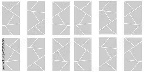 Image collage layout template. Grey mosaic mood board grid collection. Picture frame set. Photo album idea for banner, poster, comic page, flyer, brochure, booklet, memory wall design. Vector pack