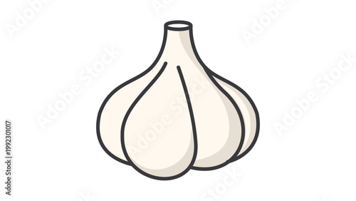 Garlic Bulb Modern Flat Vector Icon with Editable Stroke. A clean, minimalist illustration of a whole garlic head isolated on white, ideal for cooking, food, healthy eating, and recipe graphics.