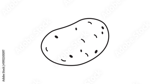 Minimalist Hand-Drawn Potato Vector Icon with Editable Stroke. Simple Black Line Illustration of a Lumpy Oval Potato Vegetable on White Background. Scalable Graphic for Food and Cooking Design.