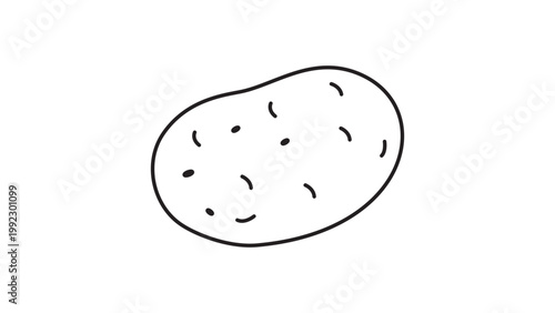 Minimalist Potato Vector Icon Illustration with Editable Stroke. Hand-drawn black line art of a lumpy oval potato on white background. Scalable graphic for food, cooking, and grocery store design.