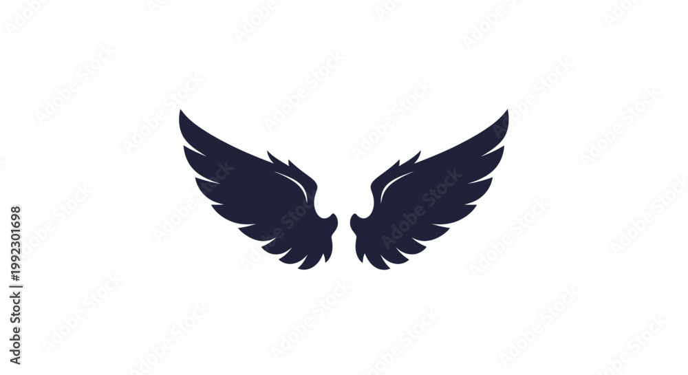 Obraz premium Black wings spread wide open symbol.