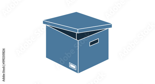 Blue plastic storage box container.