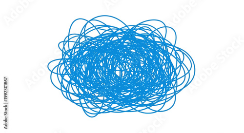 Blue tangled wire or string bundle.