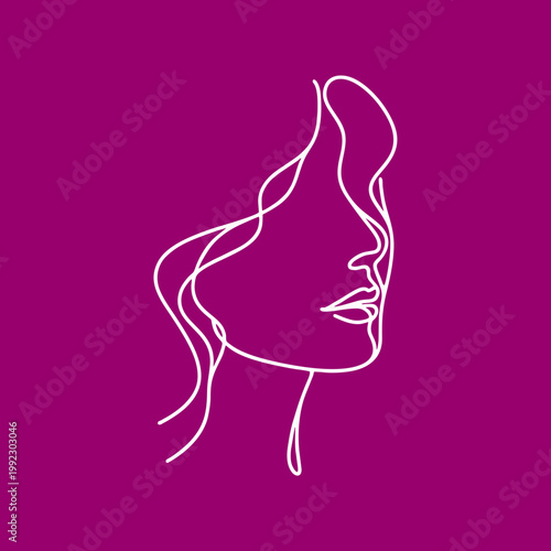 one line art mono line girl poster