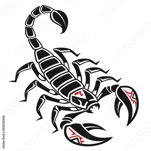 Vector illustration of a stylized scorpion isolated on a white background with scorpion venomous dangerous