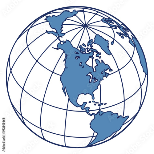 Vector illustration of a globe of the earth with grid lines geography international continent navigation