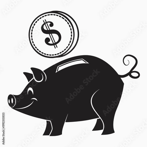 Vector illustration of a piggy bank with a dollar sign coin piggybank business investment currency