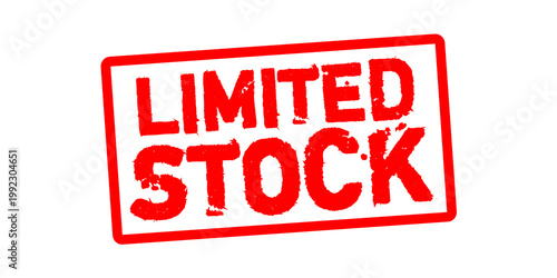 Limited Stock Stamp Badge – Red Grunge Rubber Seal for Scarcity Marketing, Urgent Sale Label, Low Inventory Warning Icon
