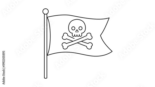 Foto Minimalist Pirate Flag Vector Icon Featuring a Skull and Crossbones Jolly Roger