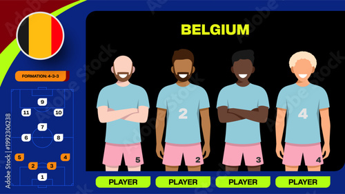 Belgium National Football Team Players Formation Display for the 2026 Football Tournament Match