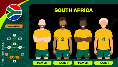 South Africa Football 2026 Team Lineup Presenting Tactical Formation for Upcoming Sports Tournament Announcement