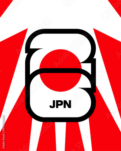 Modern Japan Team Flag Number 26 Design for Football 2026 Qualification Tournament Group Stage Event