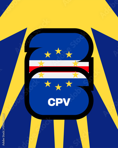 Cape Verde CPV Flag Design within Stylized Number 26 Representing Football 2026 Tournament Team Enthusiasm.