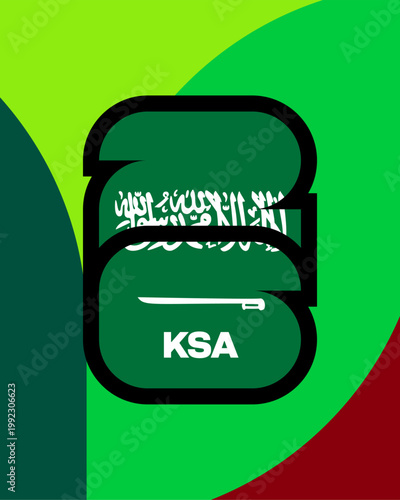 Dynamic Saudi Arabia KSA Flag Design Forming Number 26 for Football 2026 Sports Tournament Event Branding.
