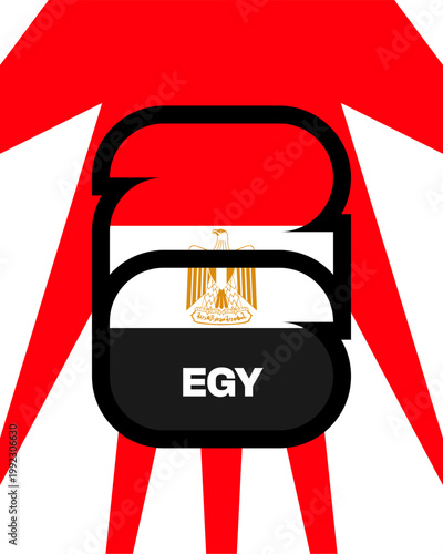 Egyptian National Team Flag Design within Bold Number 26 for Football 2026 Tournament Group Stage, Energetic Graphic.