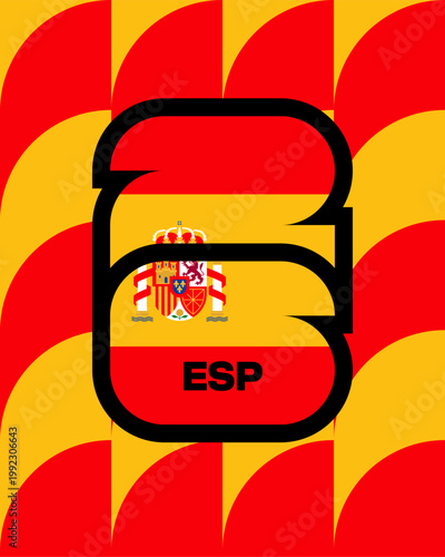 Vibrant Spain National Football Team Flag Graphic with Number 26 for 2026 Tournament Identity