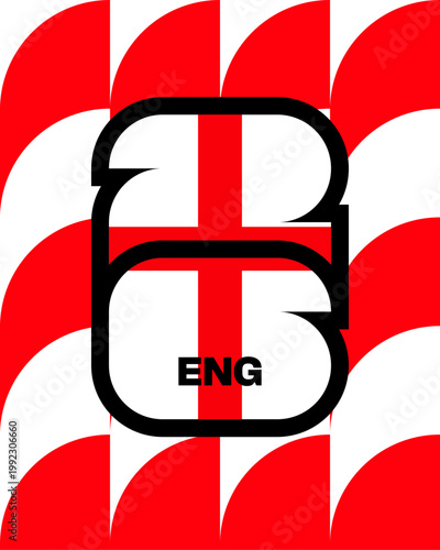 Modern England Football 2026 Team Flag Design with Dynamic Number 26 for Sports Tournament Qualification