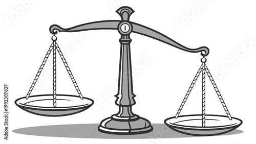 Vector illustration of an old-fashioned law scales of justice balance symbol with fairness judgment equality