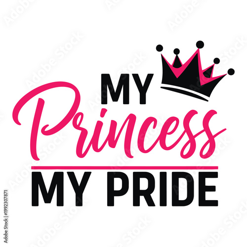 A beautiful princess crown logo with pink and black colors and text design