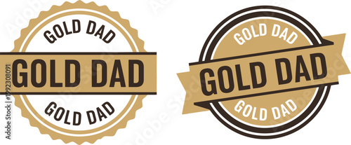 Gold Dad badge vector set for Father's Day cards, gifts, and celebration designs