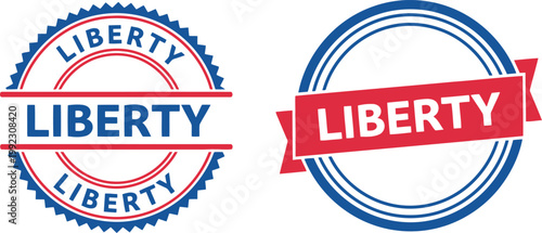 Liberty Seal Badge Set for 4th of July and Independence Day Designs, Red and Blue Patriotic Emblems