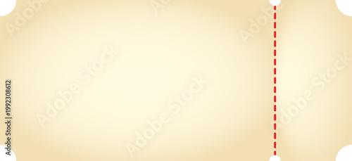 Blank vintage ticket stub template with a perforated line. Retro paper coupon or raffle pass for film, cinema, movie, circus, theater, casino, concert. Vector illustration