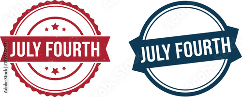 July Fourth Independence Day Badge Seals – Patriotic Red and Blue Vector Labels for 4th of July Designs