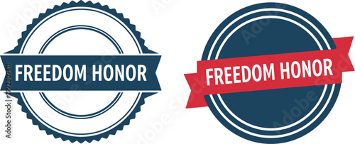 Patriotic Freedom Honor Seal Badges for 4th of July Independence Day Celebration, Red Blue Vector Design