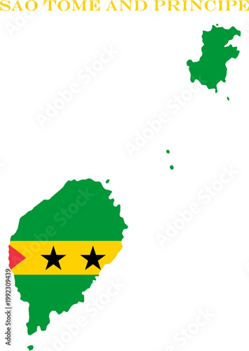 Sao Tome and Principe Map Flag Africa National Vector Outline Art
