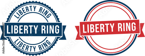 Liberty Ring Seal Badges for 4th of July and Independence Day Celebrations, Patriotic Vector Design