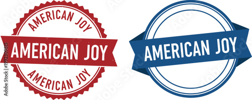 American Joy Independence Day Seal Badges in Red and Blue for 4th of July Celebration Designs