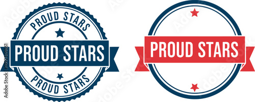 Patriotic Proud Stars Seal Badges for 4th of July Independence Day Celebration, Red and Blue Vector Design