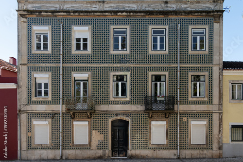 Traditional Portuguese urban city building facade