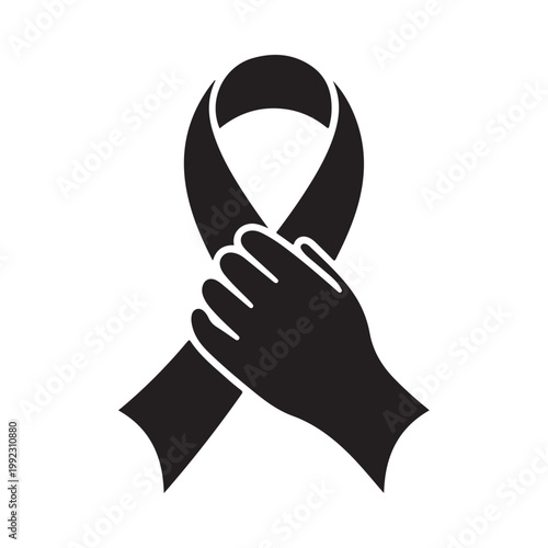 Black ribbon formed into a looping knot symbolizing awareness and remembrance