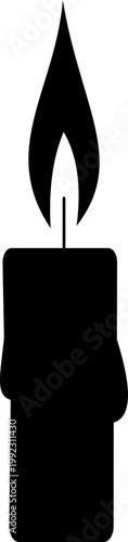 Candle flame icon wax, light, fire, lantern, illumination symbols, decorative candles, burning wick shapes in flat and line style black vector illustration isolated