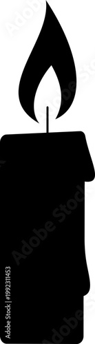 Candle flame icon wax, light, fire, lantern, illumination symbols, decorative candles, burning wick shapes in flat and line style black vector illustration isolated