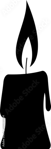 Candle flame icon wax, light, fire, lantern, illumination symbols, decorative candles, burning wick shapes in flat and line style black vector illustration isolated