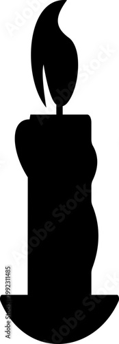 Candle flame icon wax, light, fire, lantern, illumination symbols, decorative candles, burning wick shapes in flat and line style black vector illustration isolated