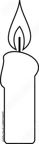 Candle flame icon wax, light, fire, lantern, illumination symbols, decorative candles, burning wick shapes in flat and line style black vector illustration isolated