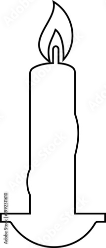 Candle flame icon wax, light, fire, lantern, illumination symbols, decorative candles, burning wick shapes in flat and line style black vector illustration isolated