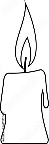 Candle flame icon wax, light, fire, lantern, illumination symbols, decorative candles, burning wick shapes in flat and line style black vector illustration isolated