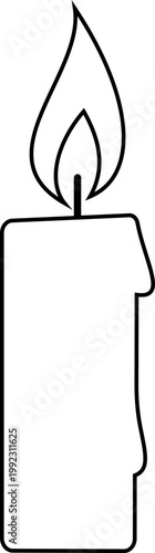 Candle flame icon wax, light, fire, lantern, illumination symbols, decorative candles, burning wick shapes in flat and line style black vector illustration isolated