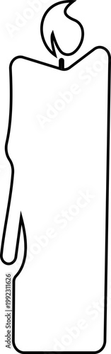 Candle flame icon wax, light, fire, lantern, illumination symbols, decorative candles, burning wick shapes in flat and line style black vector illustration isolated