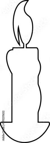 Candle flame icon wax, light, fire, lantern, illumination symbols, decorative candles, burning wick shapes in flat and line style black vector illustration isolated