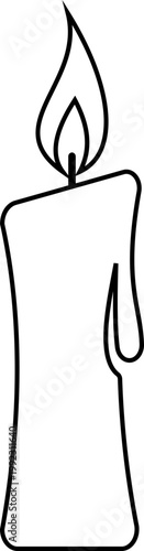 Candle flame icon wax, light, fire, lantern, illumination symbols, decorative candles, burning wick shapes in flat and line style black vector illustration isolated