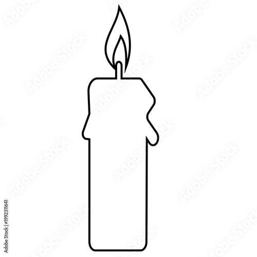 Candle flame icon wax, light, fire, lantern, illumination symbols, decorative candles, burning wick shapes in flat and line style black vector illustration isolated