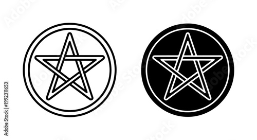 Bild auf Leinwand Pentagram Occult Symbol Vector Set in Circle