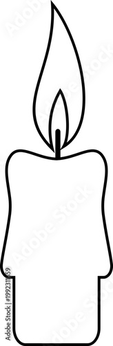 Candle flame icon wax, light, fire, lantern, illumination symbols, decorative candles, burning wick shapes in flat and line style black vector illustration isolated