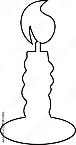 Candle flame icon wax, light, fire, lantern, illumination symbols, decorative candles, burning wick shapes in flat and line style black vector illustration isolated