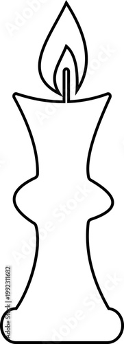 Candle flame icon wax, light, fire, lantern, illumination symbols, decorative candles, burning wick shapes in flat and line style black vector illustration isolated